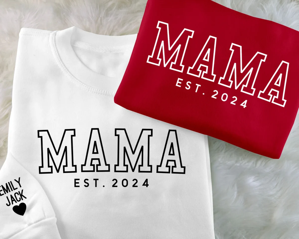 Custom Est Date Mama Crewneck Sweatshirt - Image 2
