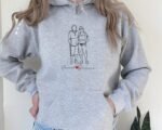 Personalised Photo Sketch Printed Hoodie For Couples - Image 2