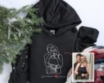 Personalised Photo Sketch Printed Hoodie For Couples - Image 3
