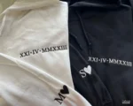 Roman Numeral Embroidered Matching Hoodie - Image 3