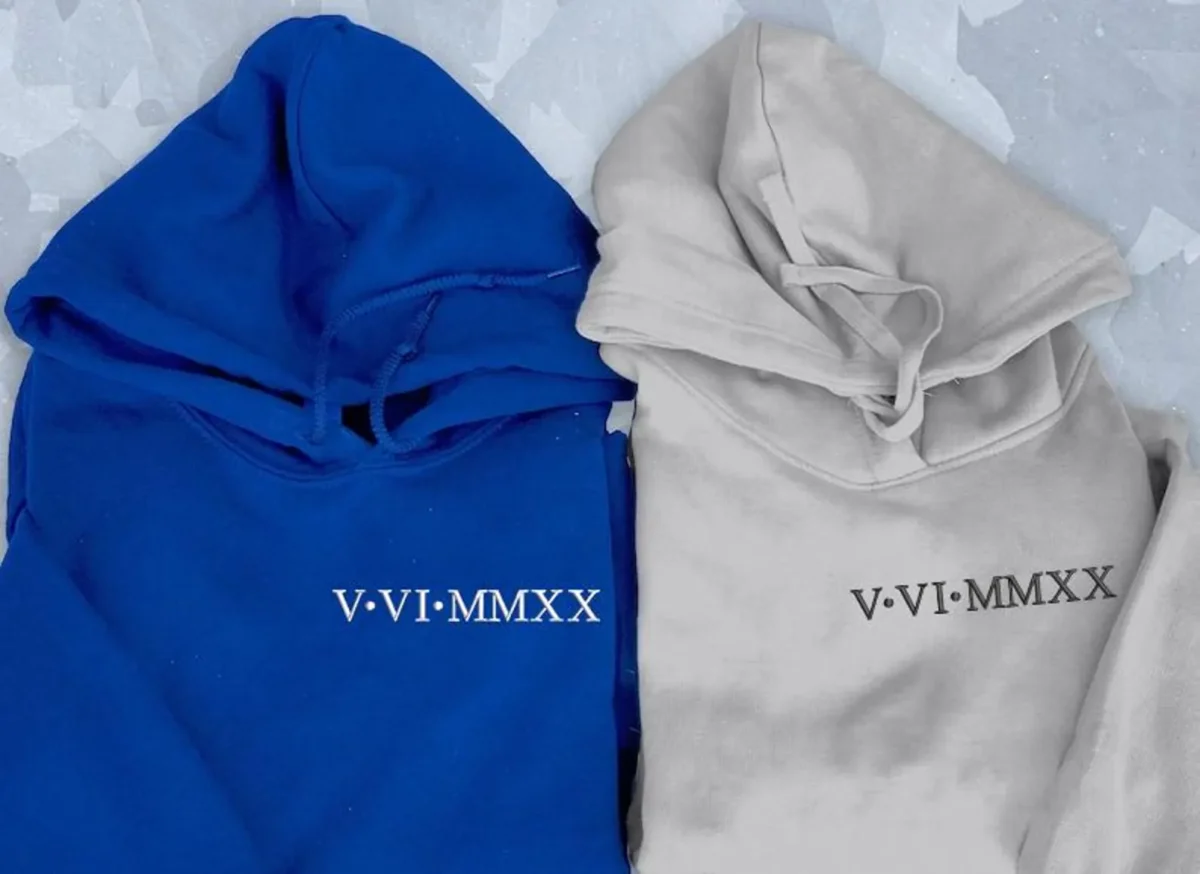 Roman Numeral Embroidered Matching Hoodie - Image 4