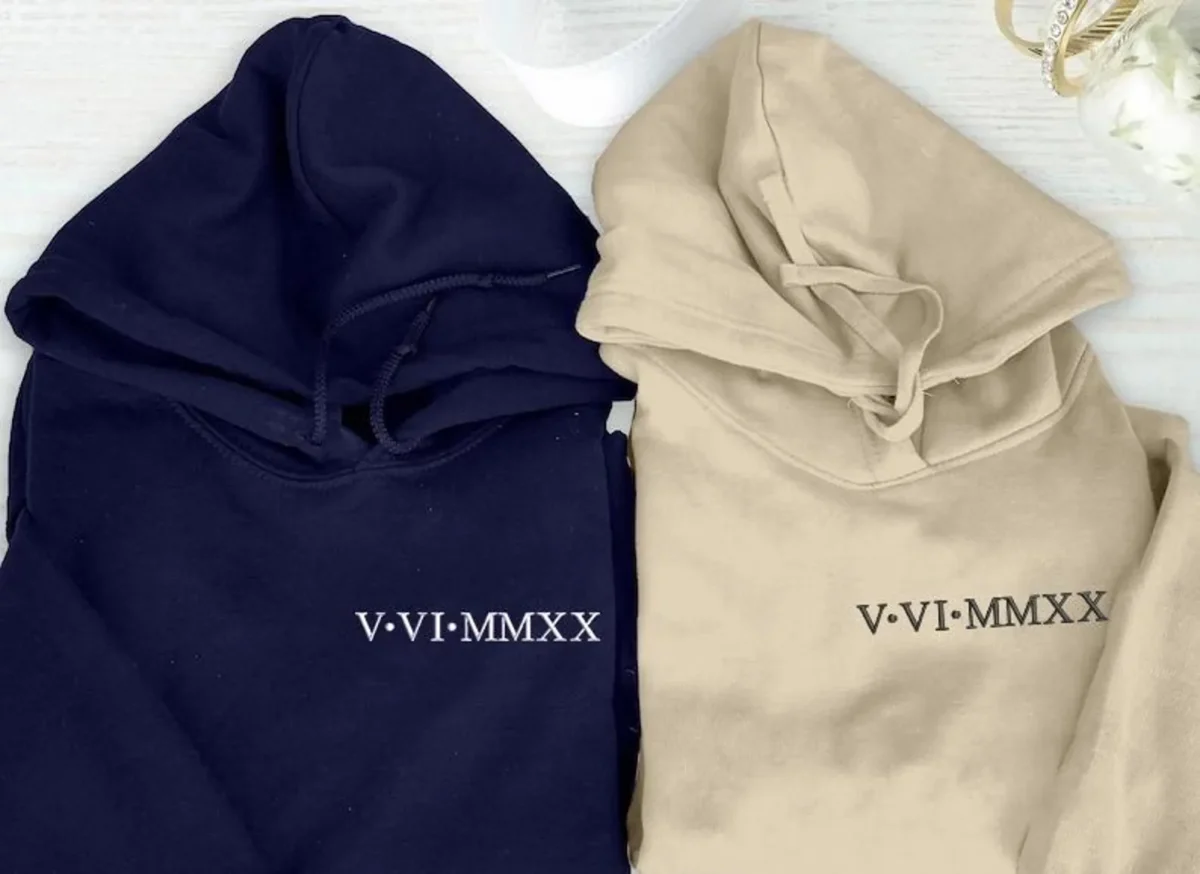 Roman Numeral Embroidered Matching Hoodie - Image 5