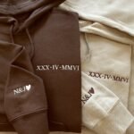 Custom Embroidered Roman Numeral Hoodie • Couples Gift •