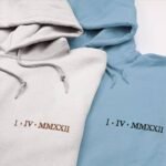 Embroidered Roman Numeral Matching Hoodie • Couple Gift - Image 3