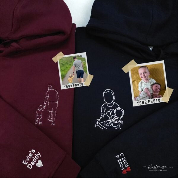 Premium Custom Embroidered Sketch Photo Hoodie