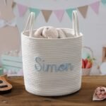 Personalized Embroidered Baby Basket, Baby Shower Gift - Image 4