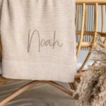 Personalized Baby Knit Blanket, Embroidered Baby Name Blanket