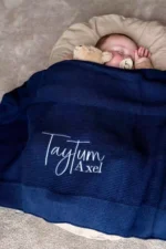 Personalized Baby Knit Blanket, Embroidered Baby Name Blanket - Image 2