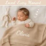 Embroidered Name Knit Baby Blanket, Custom Baby Name Blanket - Image 2