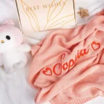 Embroidered Name Knit Baby Blanket, Custom Baby Name Blanket - Image 4