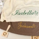 Embroidered Name Knit Baby Blanket, Custom Baby Name Blanket - Image 3